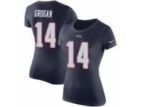 Women Nike New England Patriots #14 Steve Grogan Navy Blue Rush Pride Name & Number T-Shirt