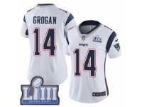 Women Nike New England Patriots #14 Steve Grogan White Vapor Untouchable Limited Player Super Bowl LIII Bound NFL Jersey