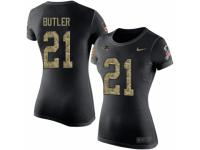 Women Nike New England Patriots #21 Malcolm Butler Black Camo Salute to Service T-Shirt