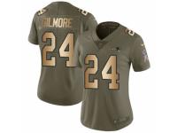 Women Nike New England Patriots #24 Stephon Gilmore Limited Olive/Gold 2017 Salute to Service NFL Jersey