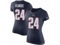 Women Nike New England Patriots #24 Stephon Gilmore Navy Blue Rush Pride Name & Number T-Shirt