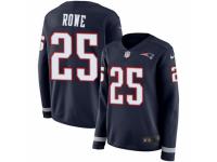 Women Nike New England Patriots #25 Eric Rowe Limited Navy Blue Therma Long Sleeve NFL Jersey