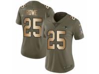 Women Nike New England Patriots #25 Eric Rowe Limited Olive/Gold 2017 Salute to Service NFL Jersey