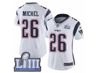 Women Nike New England Patriots #26 Sony Michel White Vapor Untouchable Limited Player Super Bowl LIII Bound NFL Jersey