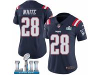 Women Nike New England Patriots #28 James White Limited Navy Blue Rush Vapor Untouchable Super Bowl LII NFL Jersey