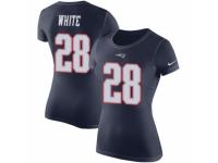 Women Nike New England Patriots #28 James White Navy Blue Rush Pride Name & Number T-Shirt