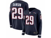 Women Nike New England Patriots #29 Duke Dawson Limited Navy Blue Therma Long Sleeve NFL Jersey