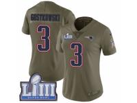 Women Nike New England Patriots #3 Stephen Gostkowski Limited Olive 2017 Salute to Service Super Bowl LIII Bound NFL Jersey