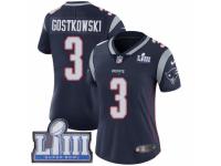 Women Nike New England Patriots #3 Stephen Gostkowski Navy Blue Team Color Vapor Untouchable Limited Player Super Bowl LIII Bound NFL Jersey