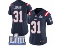 Women Nike New England Patriots #31 Jonathan Jones Limited Navy Blue Rush Vapor Untouchable Super Bowl LIII Bound NFL Jersey