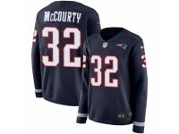 Women Nike New England Patriots #32 Devin McCourty Limited Navy Blue Therma Long Sleeve NFL Jersey