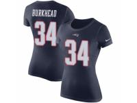 Women Nike New England Patriots #34 Rex Burkhead Navy Blue Rush Pride Name & Number T-Shirt