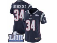 Women Nike New England Patriots #34 Rex Burkhead Navy Blue Team Color Vapor Untouchable Limited Player Super Bowl LIII Bound NFL Jersey