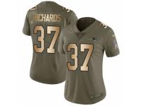 Women Nike New England Patriots #37 Jordan Richards Limited Olive/Gold 2017 Salute to Service NFL Jersey