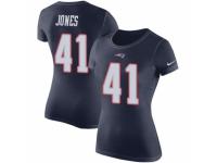 Women Nike New England Patriots #41 Cyrus Jones Navy Blue Rush Pride Name & Number T-Shirt