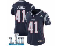 Women Nike New England Patriots #41 Cyrus Jones Navy Blue Team Color Vapor Untouchable Limited Player Super Bowl LII NFL Jersey