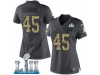 Women Nike New England Patriots #45 David Harris Limited Black 2016 Salute to Service Super Bowl LII NFL Jersey