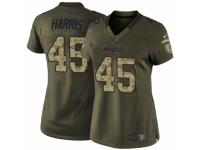 Women Nike New England Patriots #45 David Harris Limited Green Salute to Service NFL Jersey