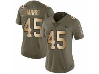 Women Nike New England Patriots #45 David Harris Limited Olive/Gold 2017 Salute to Service NFL Jersey