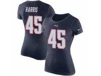 Women Nike New England Patriots #45 David Harris Navy Blue Rush Pride Name & Number T-Shirt