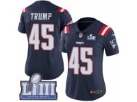 Women Nike New England Patriots #45 Donald Trump Limited Navy Blue Rush Vapor Untouchable Super Bowl LIII Bound NFL Jersey