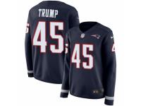 Women Nike New England Patriots #45 Donald Trump Limited Navy Blue Therma Long Sleeve NFL Jersey