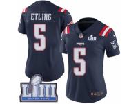 Women Nike New England Patriots #5 Danny Etling Limited Navy Blue Rush Vapor Untouchable Super Bowl LIII Bound NFL Jersey