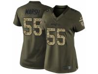 Women Nike New England Patriots #55 Cassius Marsh Limited Green Salute to Service NFL Jersey