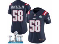 Women Nike New England Patriots #58 Shea McClellin Limited Navy Blue Rush Vapor Untouchable Super Bowl LII NFL Jersey