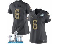 Women Nike New England Patriots #6 Ryan Allen Limited Black 2016 Salute to Service Super Bowl LII NFL Jersey