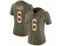 Women Nike New England Patriots #6 Ryan Allen Limited Olive/Gold 2017 Salute to Service NFL Jersey