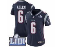 Women Nike New England Patriots #6 Ryan Allen Navy Blue Team Color Vapor Untouchable Limited Player Super Bowl LIII Bound NFL Jersey