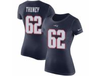 Women Nike New England Patriots #62 Joe Thuney Navy Blue Rush Pride Name & Number T-Shirt