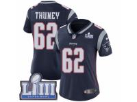 Women Nike New England Patriots #62 Joe Thuney Navy Blue Team Color Vapor Untouchable Limited Player Super Bowl LIII Bound NFL Jersey