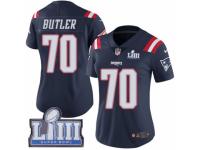 Women Nike New England Patriots #70 Adam Butler Limited Navy Blue Rush Vapor Untouchable Super Bowl LIII Bound NFL Jersey