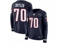 Women Nike New England Patriots #70 Adam Butler Limited Navy Blue Therma Long Sleeve NFL Jersey