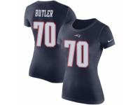 Women Nike New England Patriots #70 Adam Butler Navy Blue Rush Pride Name & Number T-Shirt