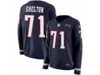 Women Nike New England Patriots #71 Danny Shelton Limited Navy Blue Therma Long Sleeve NFL Jersey