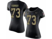 Women Nike New England Patriots #73 John Hannah Black Camo Salute to Service T-Shirt