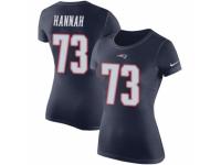 Women Nike New England Patriots #73 John Hannah Navy Blue Rush Pride Name & Number T-Shirt