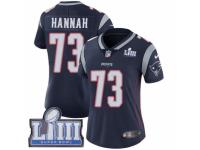 Women Nike New England Patriots #73 John Hannah Navy Blue Team Color Vapor Untouchable Limited Player Super Bowl LIII Bound NFL Jersey