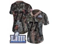 Women Nike New England Patriots #77 Trent Brown Camo Rush Realtree Limited Super Bowl LIII Bound NFL Jersey