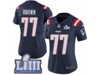 Women Nike New England Patriots #77 Trent Brown Limited Navy Blue Rush Vapor Untouchable Super Bowl LIII Bound NFL Jersey