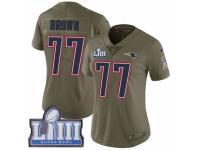 Women Nike New England Patriots #77 Trent Brown Limited Olive 2017 Salute to Service Super Bowl LIII Bound NFL Jersey