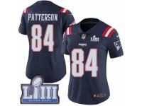 Women Nike New England Patriots #84 Cordarrelle Patterson Limited Navy Blue Rush Vapor Untouchable Super Bowl LIII Bound NFL Jersey