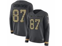 Women Nike New England Patriots #87 Rob Gronkowski Limited Black Salute to Service Therma Long Sleeve NFL Jersey