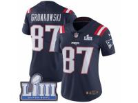 Women Nike New England Patriots #87 Rob Gronkowski Limited Navy Blue Rush Vapor Untouchable Super Bowl LIII Bound NFL Jersey