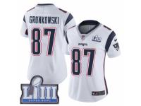 Women Nike New England Patriots #87 Rob Gronkowski White Vapor Untouchable Limited Player Super Bowl LIII Bound NFL Jersey