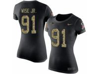 Women Nike New England Patriots #91 Deatrich Wise Jr Black Camo Salute to Service T-Shirt