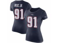 Women Nike New England Patriots #91 Deatrich Wise Jr Navy Blue Rush Pride Name & Number T-Shirt